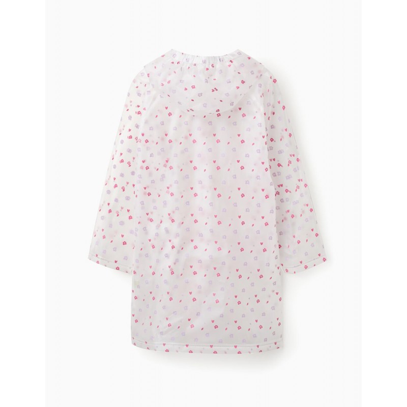 FLORAL RAIN PONCHO FOR GIRLS, TRANSPARENT